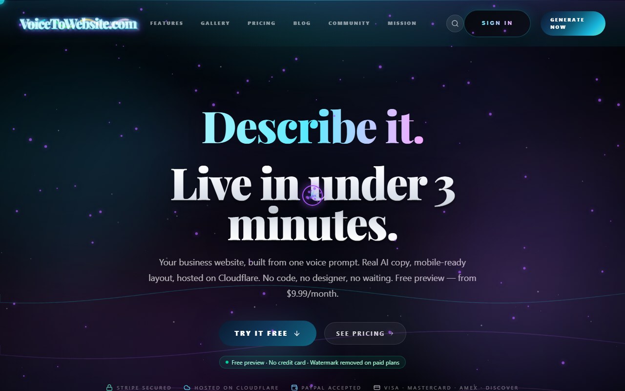 VoiceToWebsite screenshot